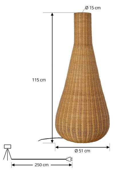Lampa stojąca Takeo Lucande, jasne drewno, salon / jadalnia, drewno, nowoczesny