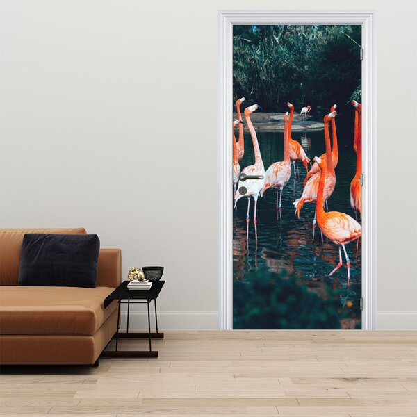 Fototapeta na drzwi - Stada flamingów (95x205cm)