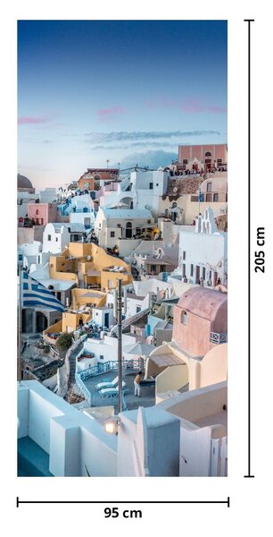 Fototapeta na drzwi - Zmierzch na Santorini (95x205cm)