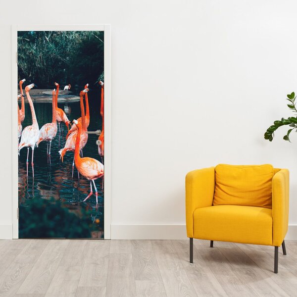 Fototapeta na drzwi - Stada flamingów (95x205cm)