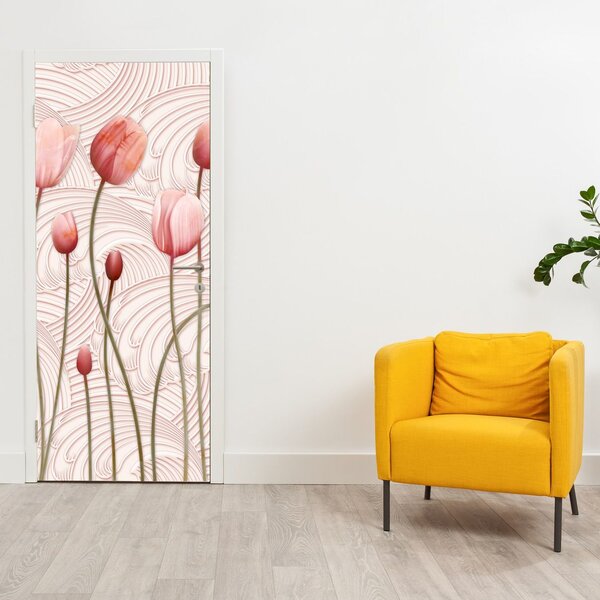 Fototapeta na drzwi - Różowe tulipany (95x205cm)