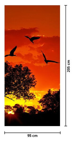 Fototapeta na drzwi - Ptaki o zachodzie Słońca (95x205cm)