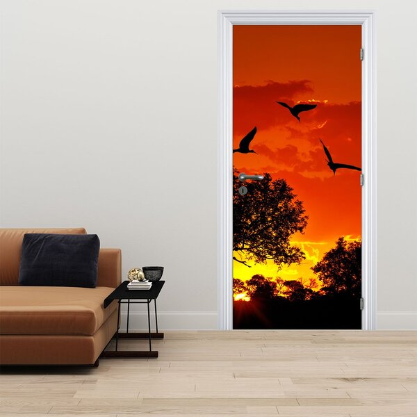 Fototapeta na drzwi - Ptaki o zachodzie Słońca (95x205cm)