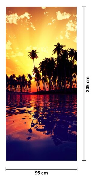 Fototapeta na drzwi - Wyspa o zachodzie Słońca (95x205cm)