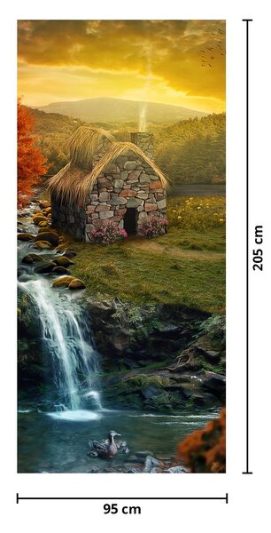 Fototapeta na drzwi - Domek w bajkowym krajobrazie (95x205cm)