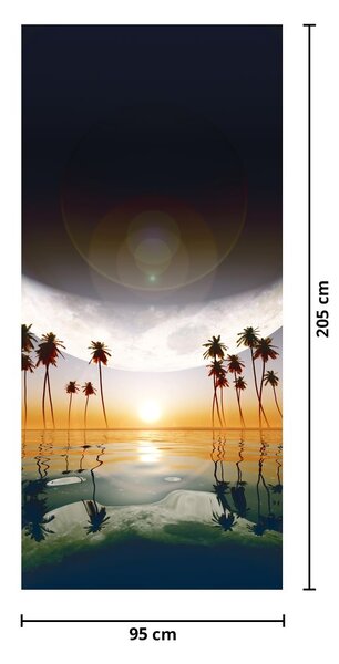 Fototapeta na drzwi - Księżyc nad palmami (95x205cm)