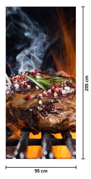 Fototapeta na drzwi - Stek na grillu (95x205cm)