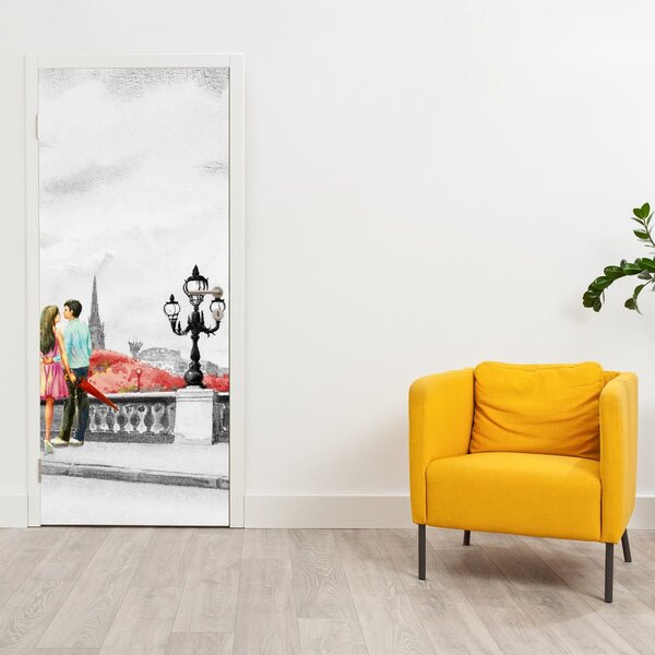 Fototapeta na drzwi - Kochankowie w Paryżu (95x205cm)