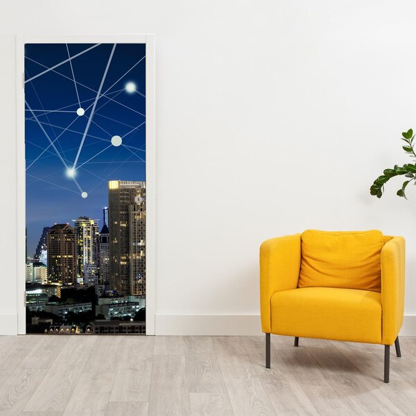 Fototapeta na drzwi - Wielkie miasto nocą (95x205cm)