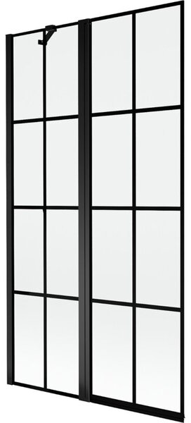 Mexen Mist parawan nawannowy 2-skrzydłowy lewy 100 x 150 cm, czarna kratka, czarny - 8A9-100-011-70-77-L