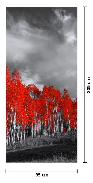 Fototapeta na drzwi - Czerwone drzewa (95x205cm)