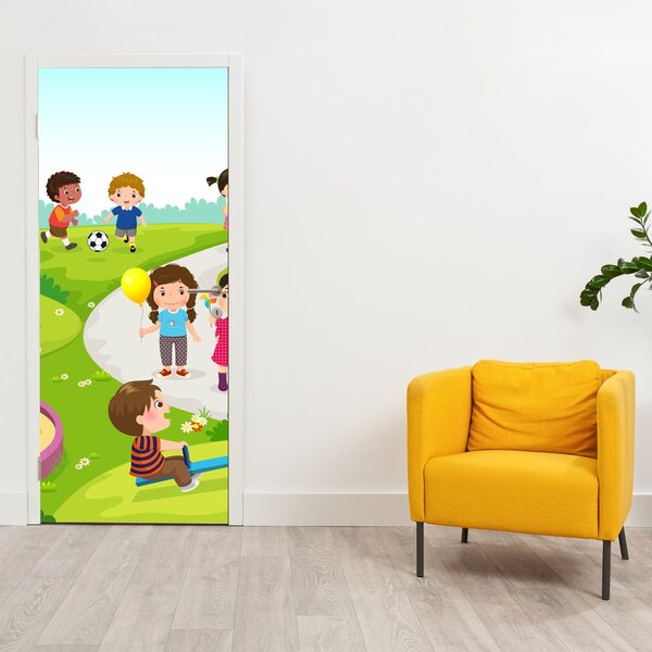 Fototapeta na drzwi - Dziecięca zabawa w piaskownicy (95x205cm)