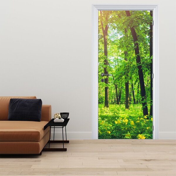 Fototapeta na drzwi - Wiosenny las liściasty (95x205cm)
