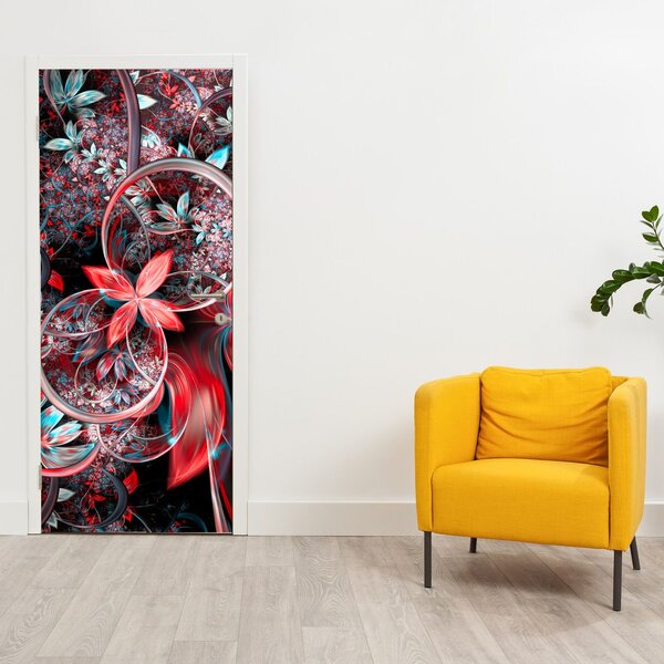 Fototapeta na drzwi - Abstrakcja egzotycznych kwiatów (95x205cm)