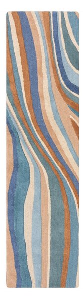Niebieski wełniany chodnik tkany ręcznie 60x230 cm Abstract Flow – Flair Rugs