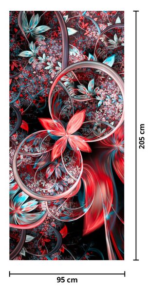 Fototapeta na drzwi - Abstrakcja egzotycznych kwiatów (95x205cm)