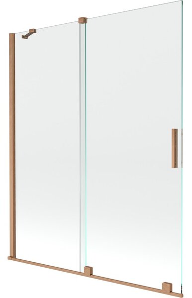 Mexen Velar parawan nawannowy 2-skrzydłowy rozsuwany 140 x 150 cm, transparent, miedź szczotkowana - 896-140-000-01-65