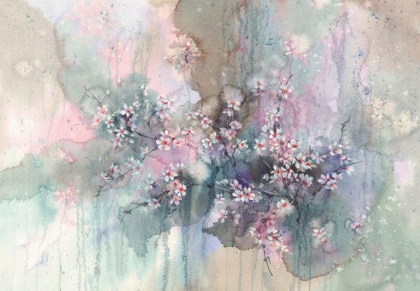 Fototapeta - Sakura, akwarela (196x136 cm)