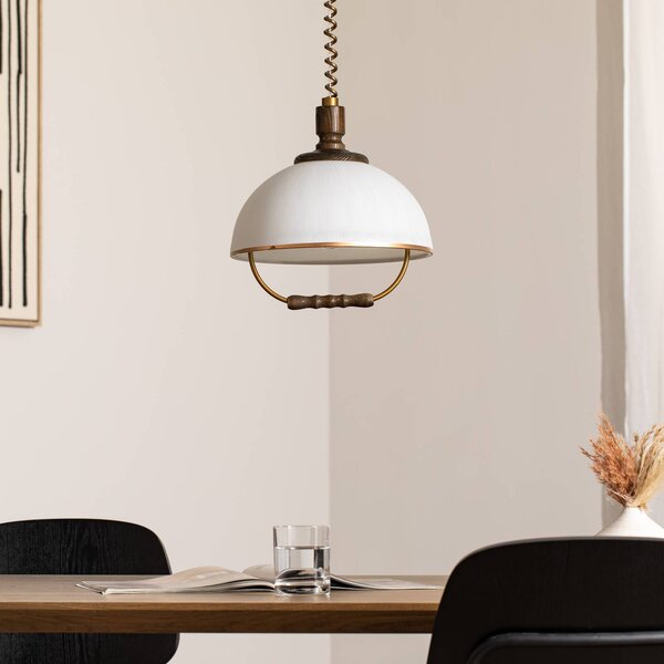 Lampa wisząca szklana Ilsa Lamkur, możliwość ściemniania, mosiężny / złoty, kuchnia, szkło, dworkowy / rustykalny