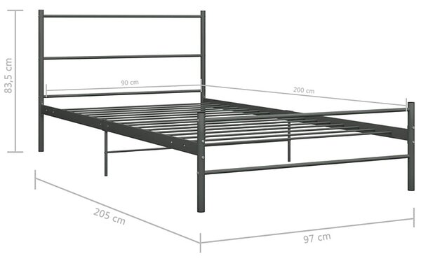 Szare metalowe łózko w stylu industrialnym 90x200 cm - Epix