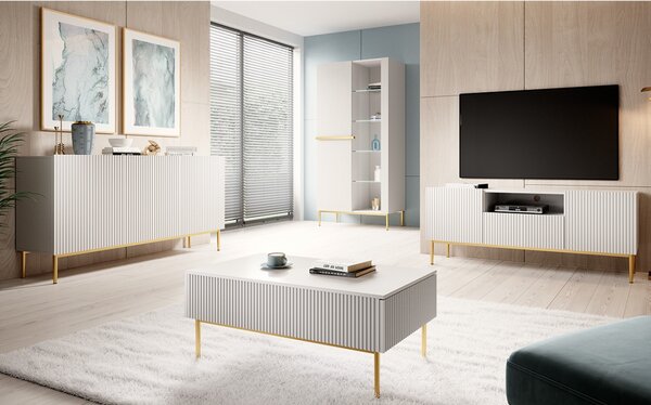 Komoda Nicole 150 cm - biały mat / złote nóżki