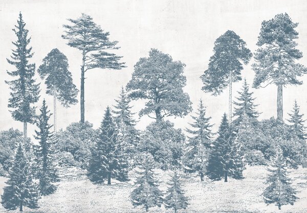 Fototapeta - Niebieskie drzewa (196x136 cm)