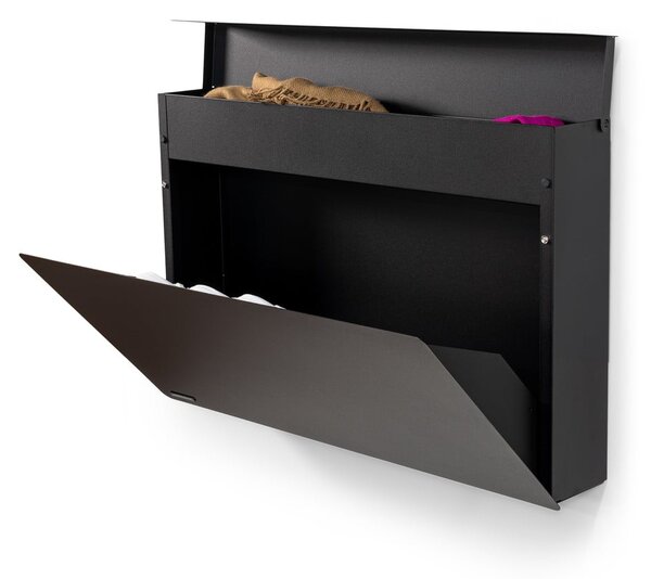 Czarna metalowa uchylna/wisząca szafka na buty 78x48x13 cm Luigi – Spinder Design