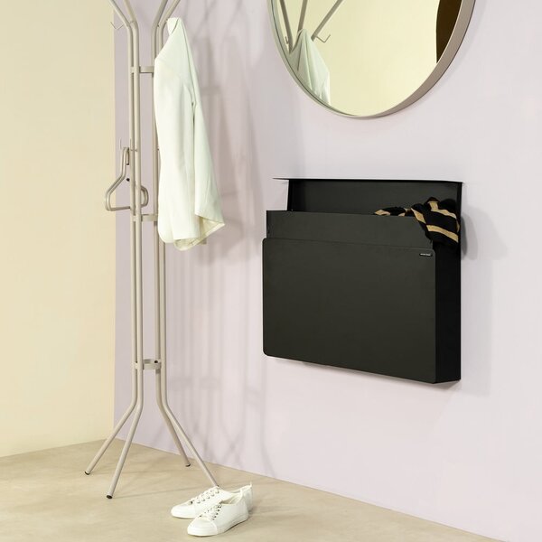 Czarna metalowa uchylna/wisząca szafka na buty 78x48x13 cm Luigi – Spinder Design