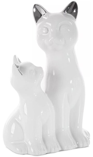 Figurka dekoracyjna EUROFIRANY Cat 22 x 11 x 15 cm Biały