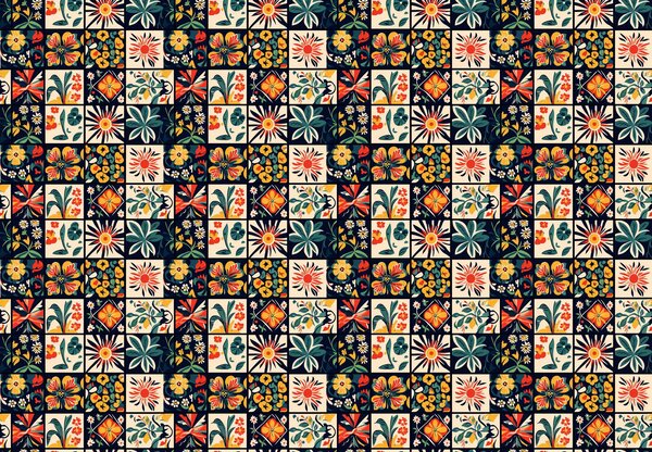 Fototapeta - Kolorowe płytki (196x136 cm)