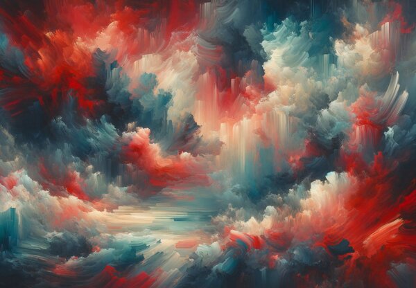 Fototapeta - Niebiesko-czerwona abstrakcja (196x136 cm)