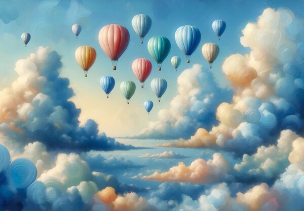 Fototapeta - Balony w chmurach (196x136 cm)