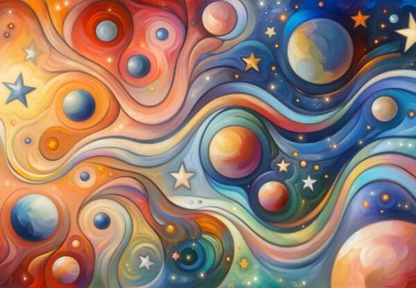 Fototapeta - Kolorowy malowany wszechświat (196x136 cm)