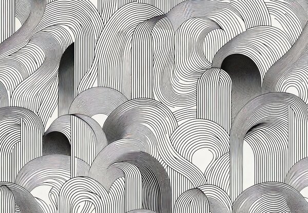 Fototapeta - Chaos czarnych linii (196x136 cm)