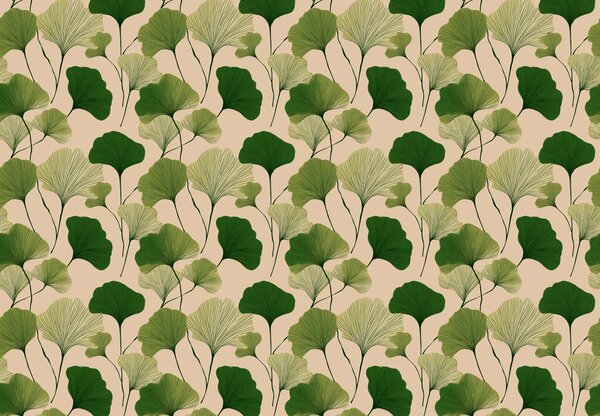 Fototapeta - Zielone liście miłorzębu (196x136 cm)