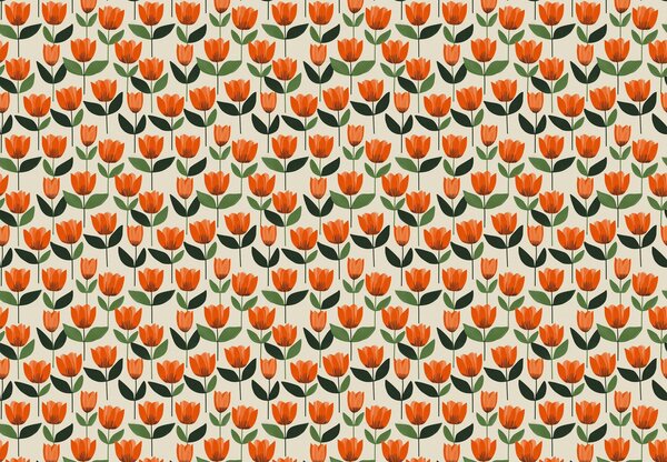 Fototapeta - Wzór z tulipanami (196x136 cm)