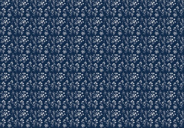 Fototapeta - Wzór kwiatowy na niebieskim tle (196x136 cm)