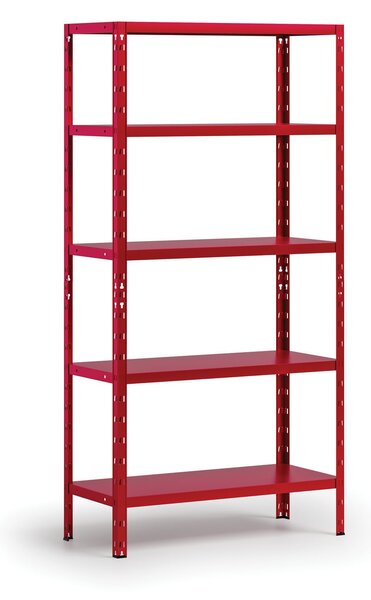 Regał półkowy 1+1 GRATIS, 1800x900x400 mmmm, 5 półek, nośność półki 70 kg, czerwony