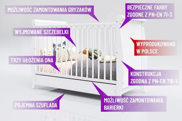 Białe Łóżeczko-Tapczanik MISZA