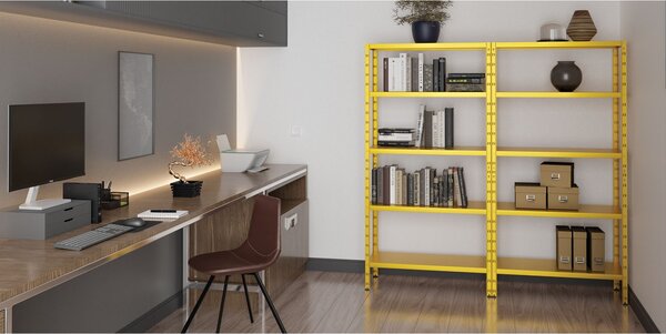 Regał półkowy 1+1 GRATIS, 1800x900x400 mmmm, 5 półek, nośność półki 70 kg, żółty