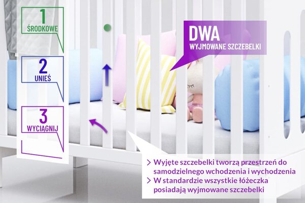 Białe Łóżeczko-Tapczanik MISZA