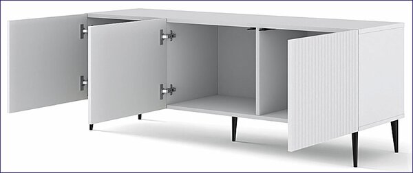 Biała szafka rtv z lamelami 150 cm L9-N18