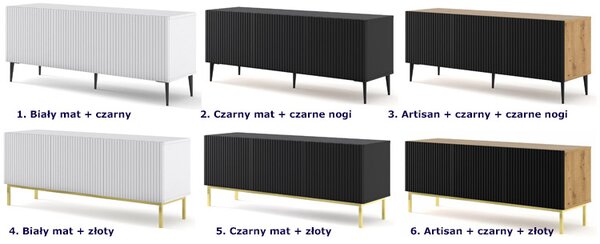 Biała szafka rtv z lamelami 150 cm L9-N18