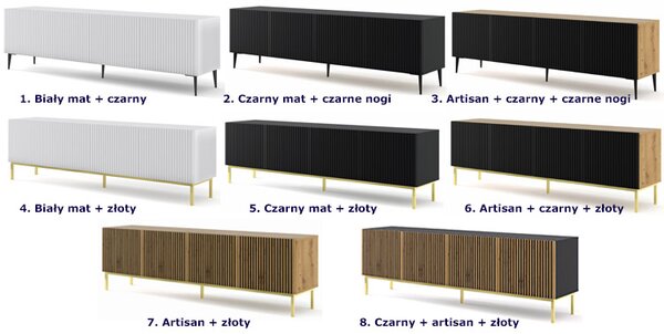 Czarna szafka rtv z lamowym frontem dąb artisan Z0-G08