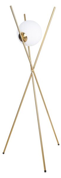 Lampa stojąca podłogowa nowoczesna mosiężna szklana biała kula trójnóg 1xE27 60W XENA Maxlight