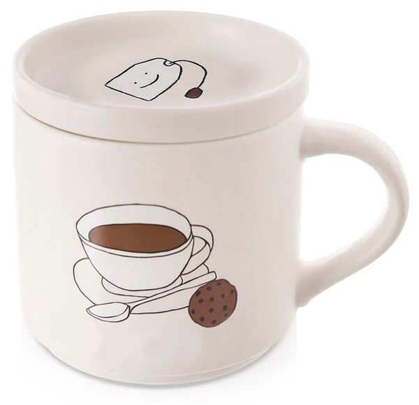 Kubek z pokrywką porcelanowy 420 ml