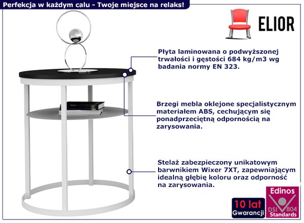 Wysoki stolik kawowy z półką czarny + biały P0-M61