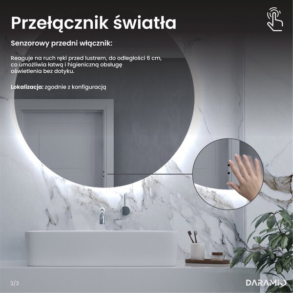 Okrągłe lustro łazienkowe z oświetleniem LED E3