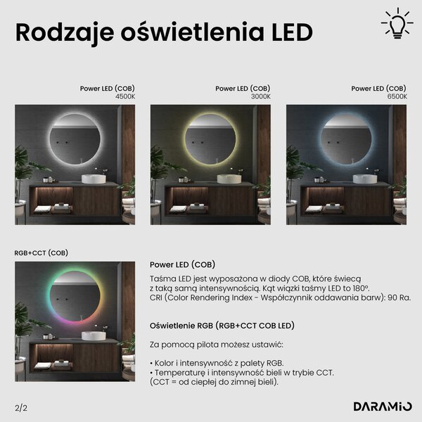 Okrągłe lustro łazienkowe z oświetleniem LED E3