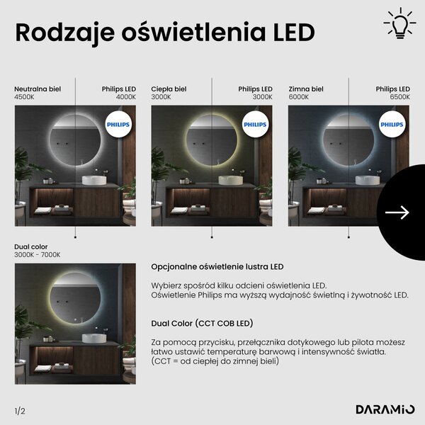 Okrągłe lustro łazienkowe z oświetleniem LED E3